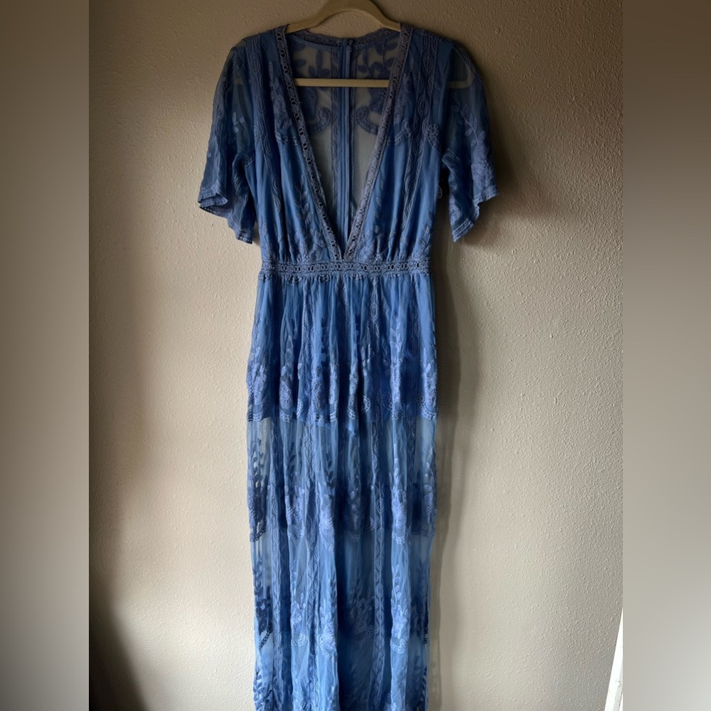 Blue Lace Maxi Romper